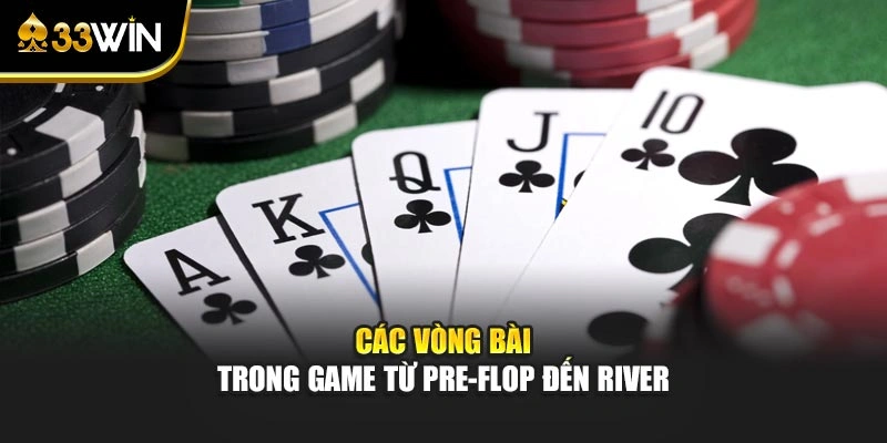 Các vòng bài trong game từ Pre-flop đến River 